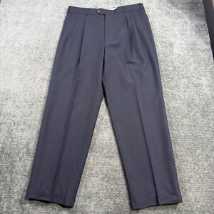 Vintage Gordon Thomas Dress Pants Men's Size 36 Blue 100% Wool Cuffed Pleated